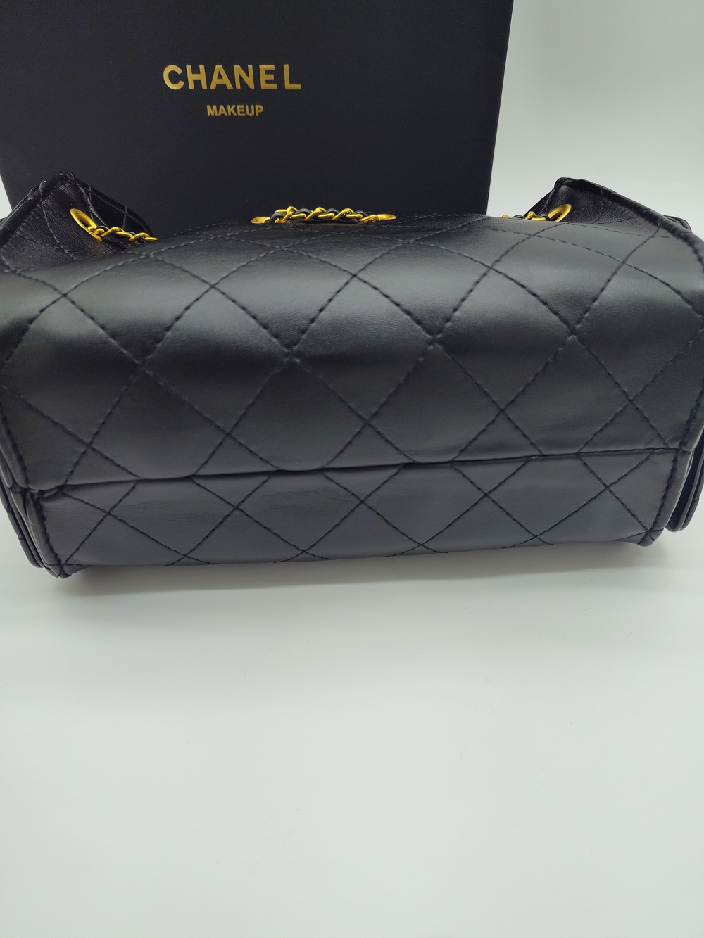 CHANEL Makeup Quilted Chain Cosmetic Bag Black Gold Colorway France GWP LAST ONE - Picture 6 of 14